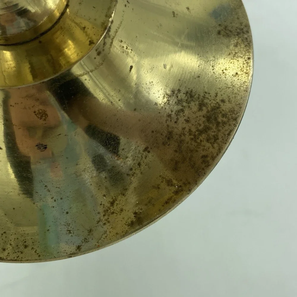 Brass Pillar Candle Holders Set Of 2 Pedestal Farmhouse Traditional Candlesticks